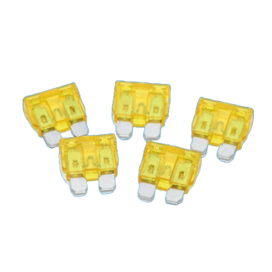 20 Amp Blade Fuse YELLOW - 5 Per Pack : Pennine Leisure Supplies